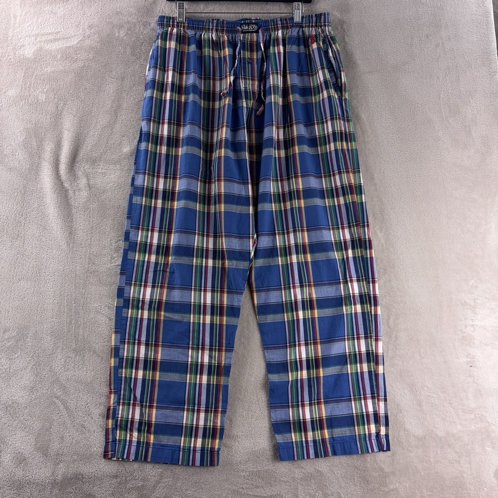 Polo Ralph Lauren Sleepwear Pants Mens‎ Size XL Blue Plaid Pajama Lounge Cotton